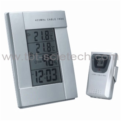 Wireless Thermometer with Dual Alarm Clock (HR643)